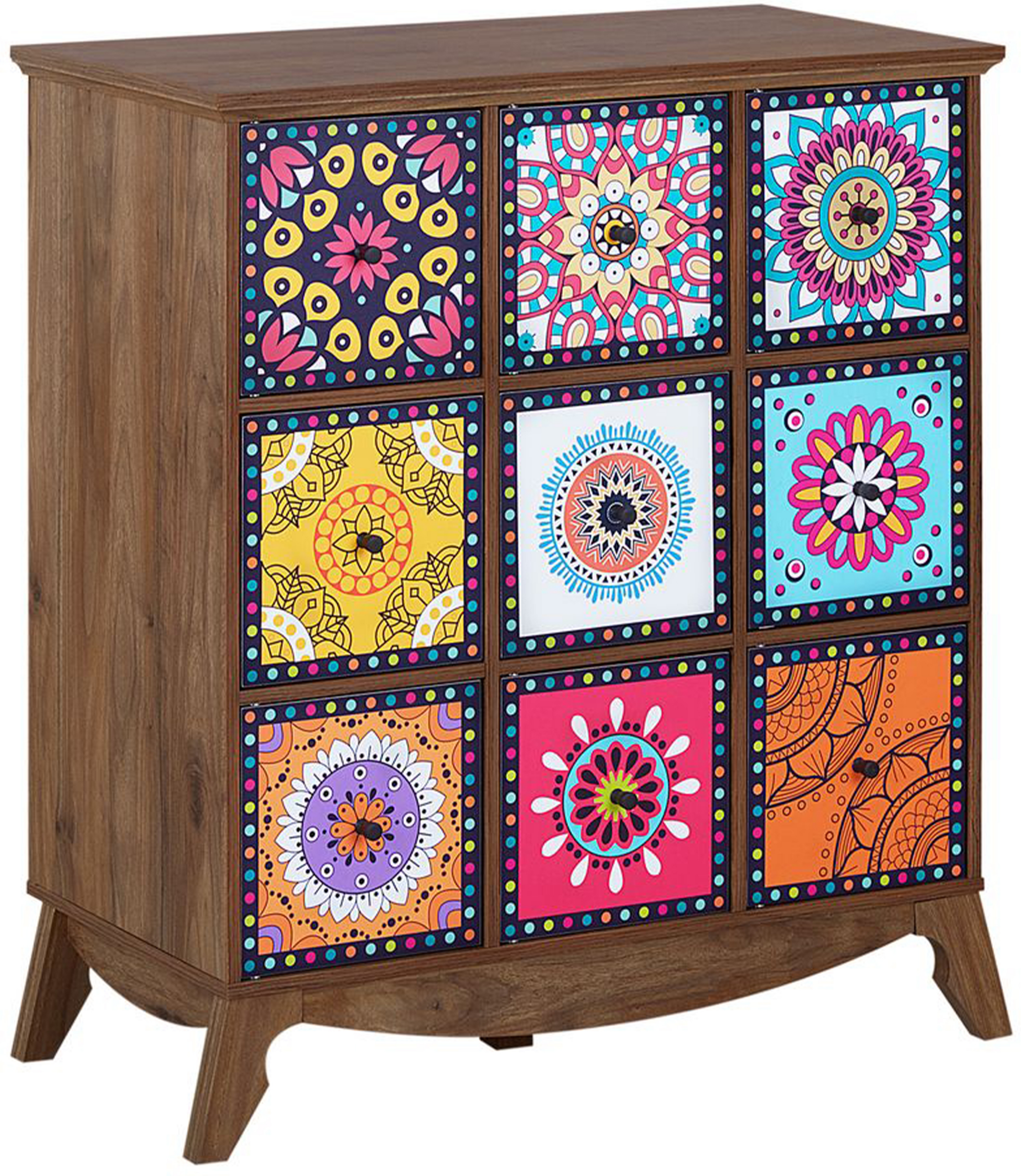 Beliani Sideboard Multicolour Moroccan Style with 9 Drawers Vintage Boho