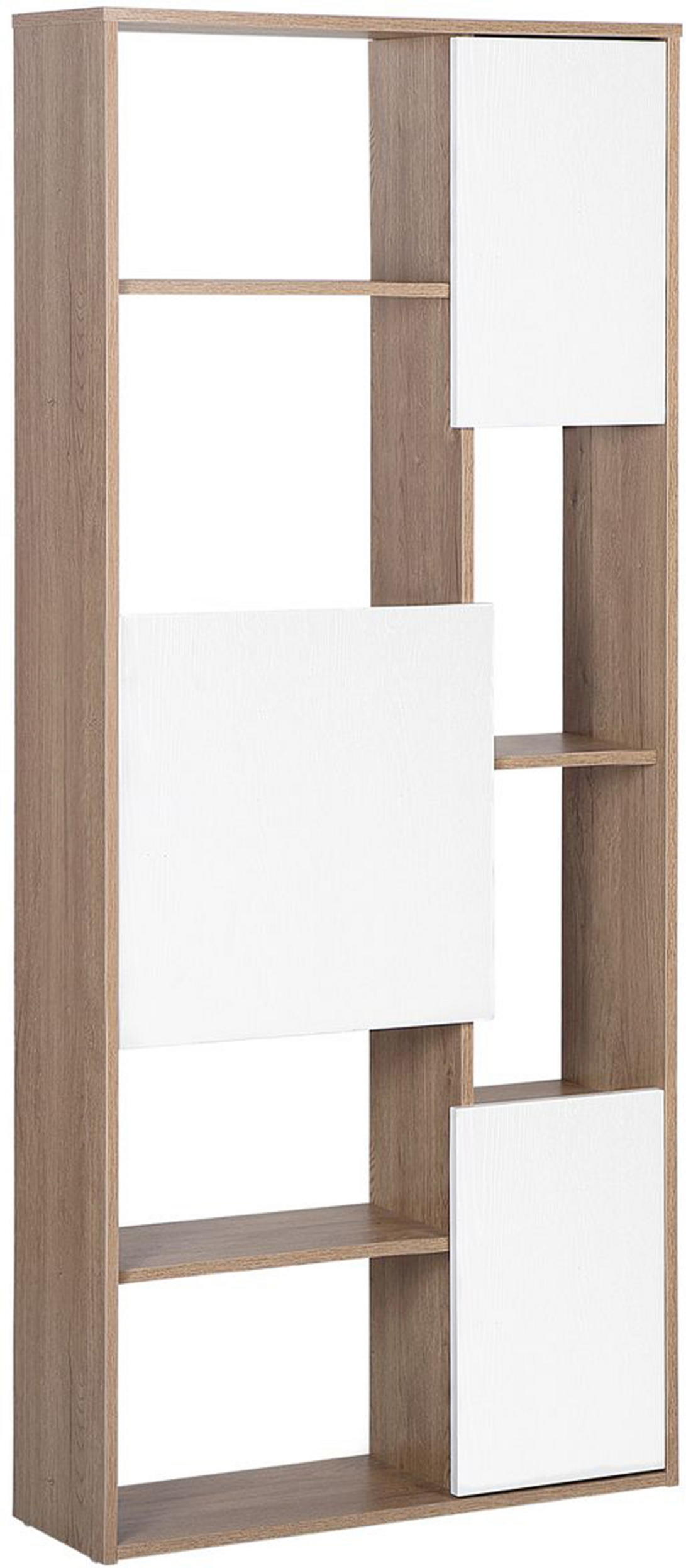 Beliani 5-Tier Bookcase White with Light Wood Shelving Unit Storage Living Room Bedroom