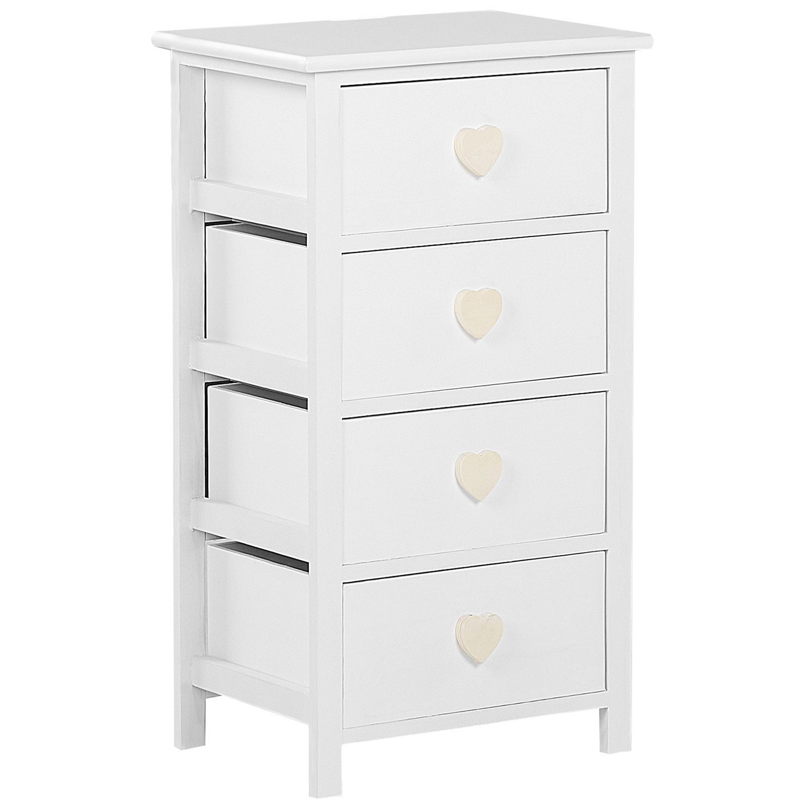 Beliani Chest of Drawers White Plywood 73 x 40 cm 4 Drawer Tower Storage Unit for Kids Scandinavian Style Bedroom Children's Room Furniture