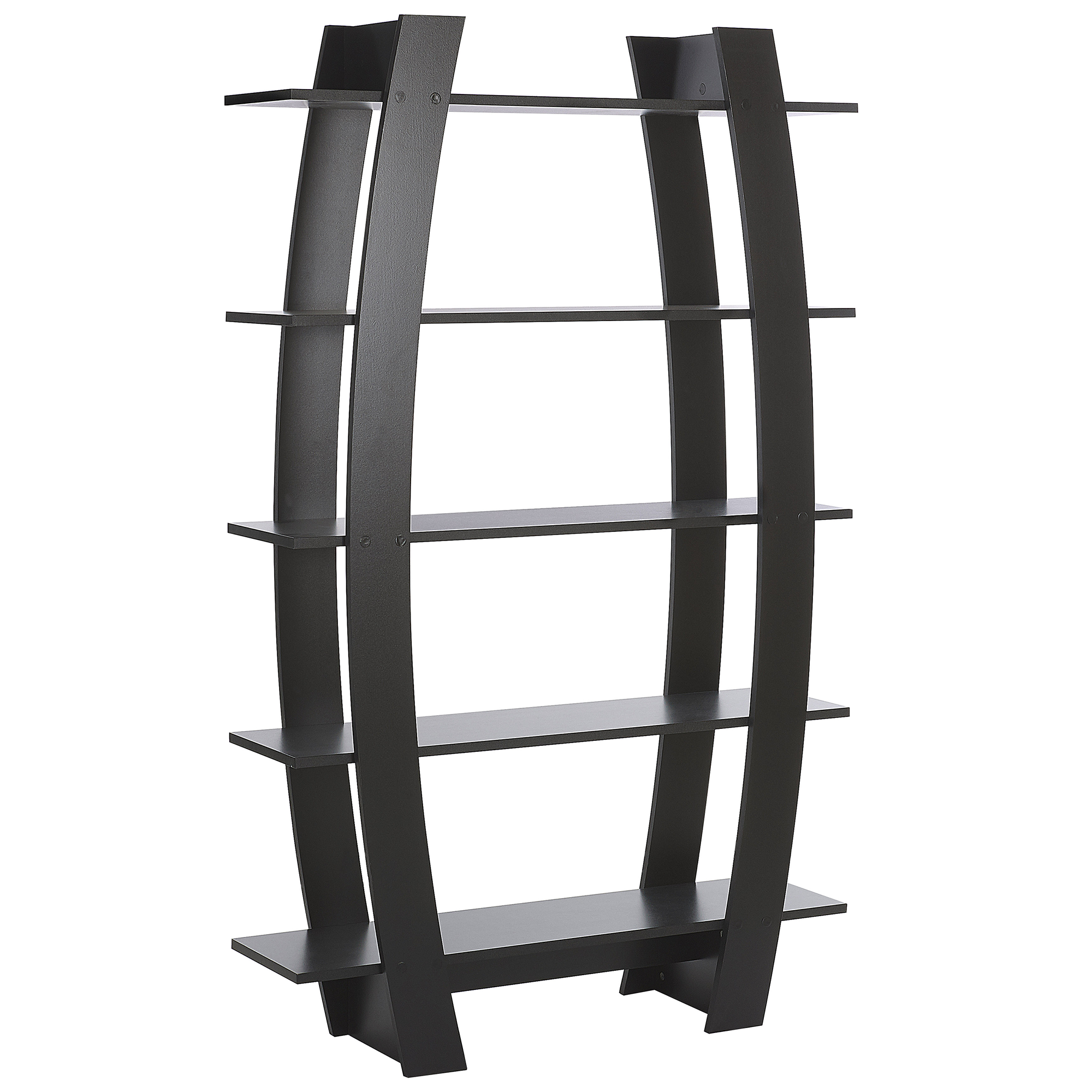 Beliani Bookshelf Black Particle Board 5 Tiers Open Shelves Bookcase Living Room Storage Furniture