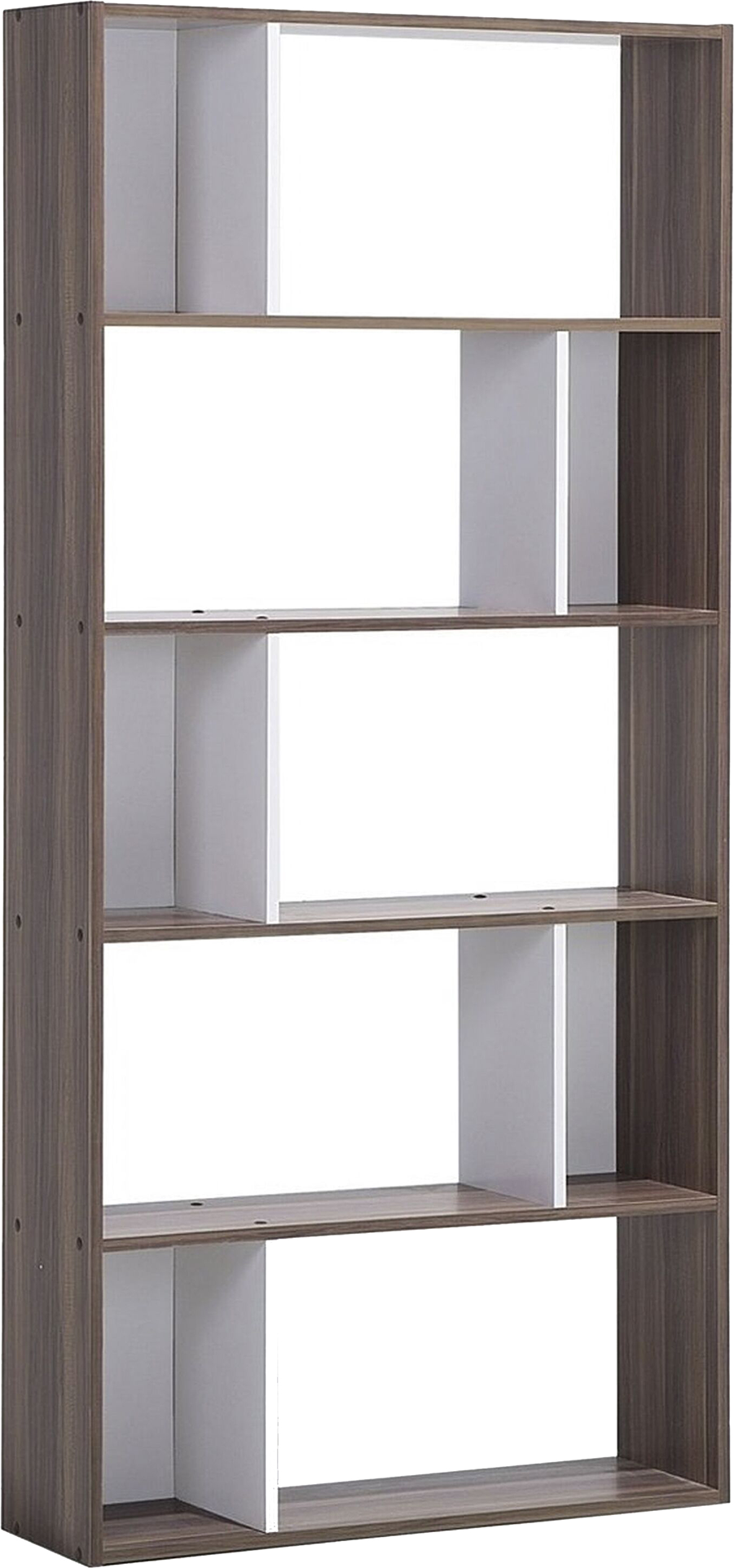 Beliani Bookcase Dark Wood and White 174 x 83 cm Large and Small Shelves Scandinavian