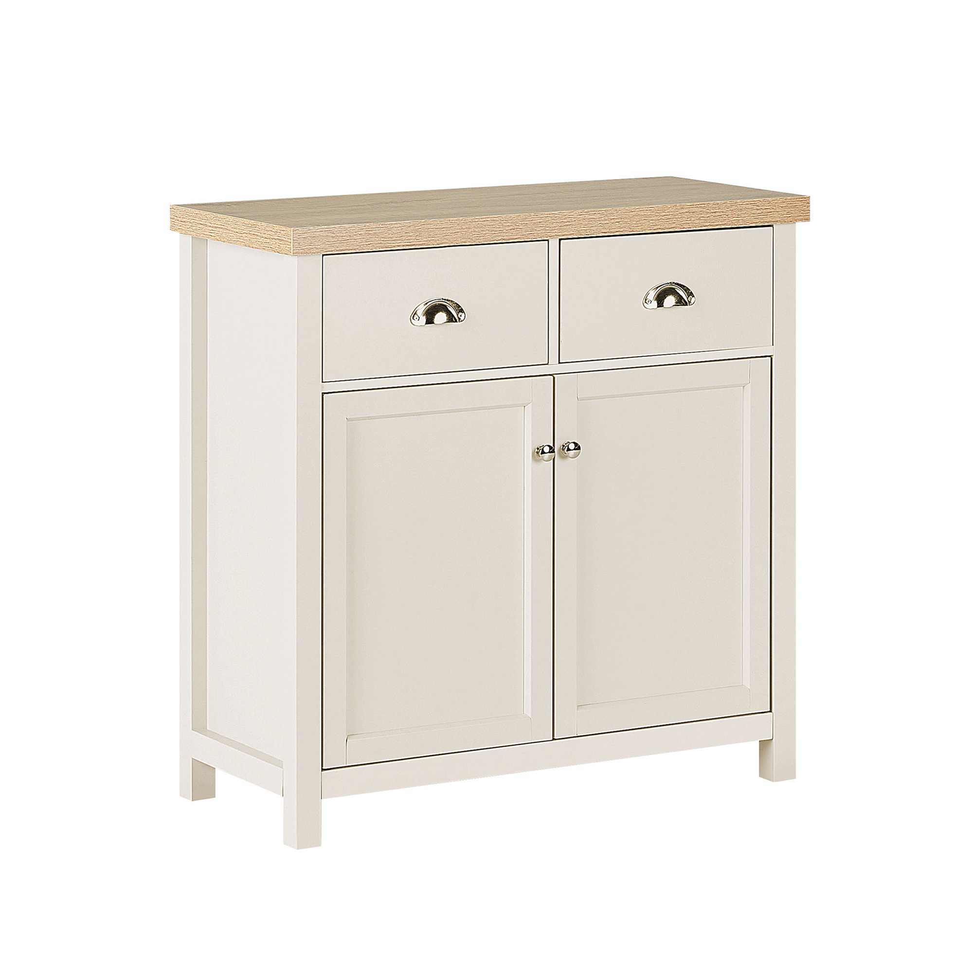 Beliani Sideboard Beige MDF Light Wood Top 2 Doors 2 Drawers Cottage Style