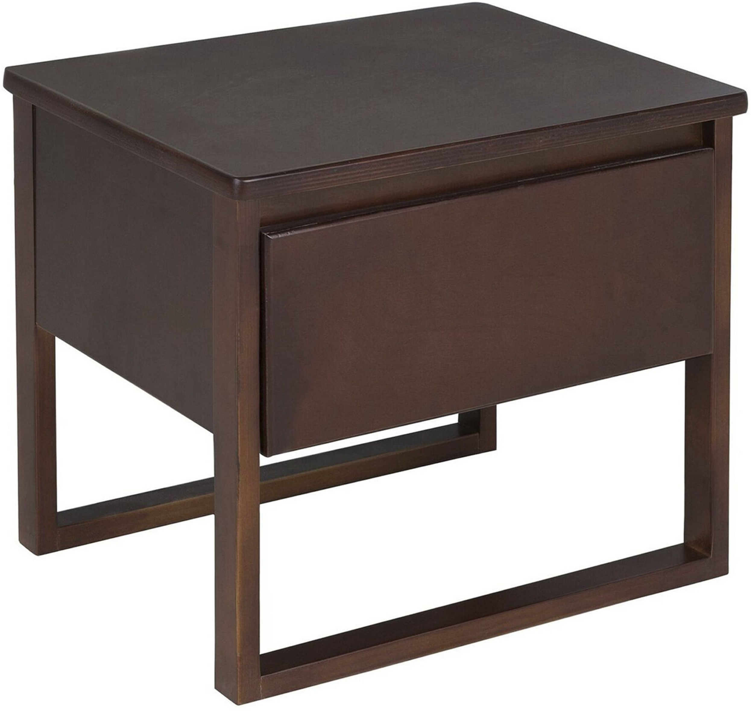 Beliani Bedside Table Dark Pinewood Drawer Oiled Finish Contemporary