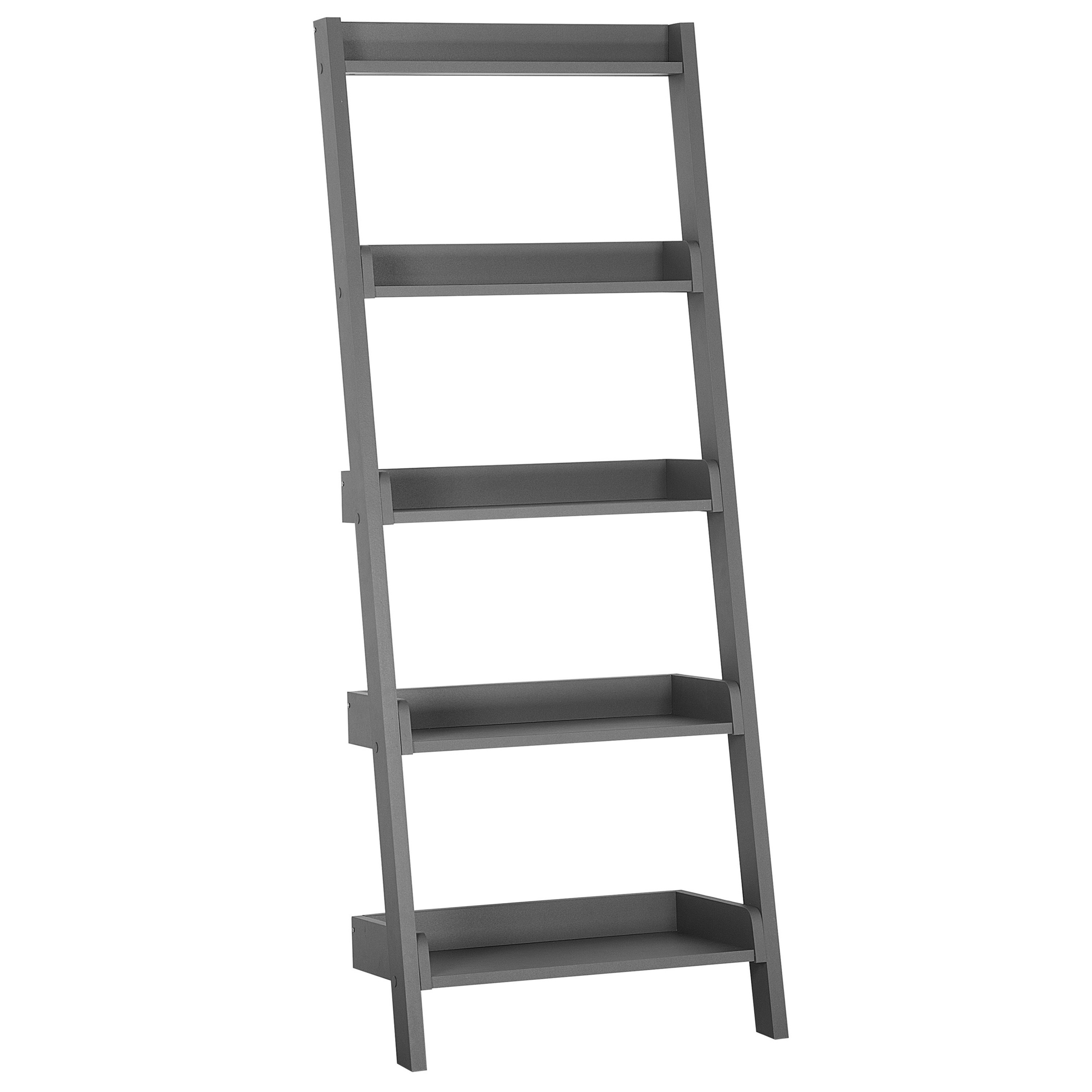 Beliani 5-Tier Ladder Bookcase Grey Book Shelf Display