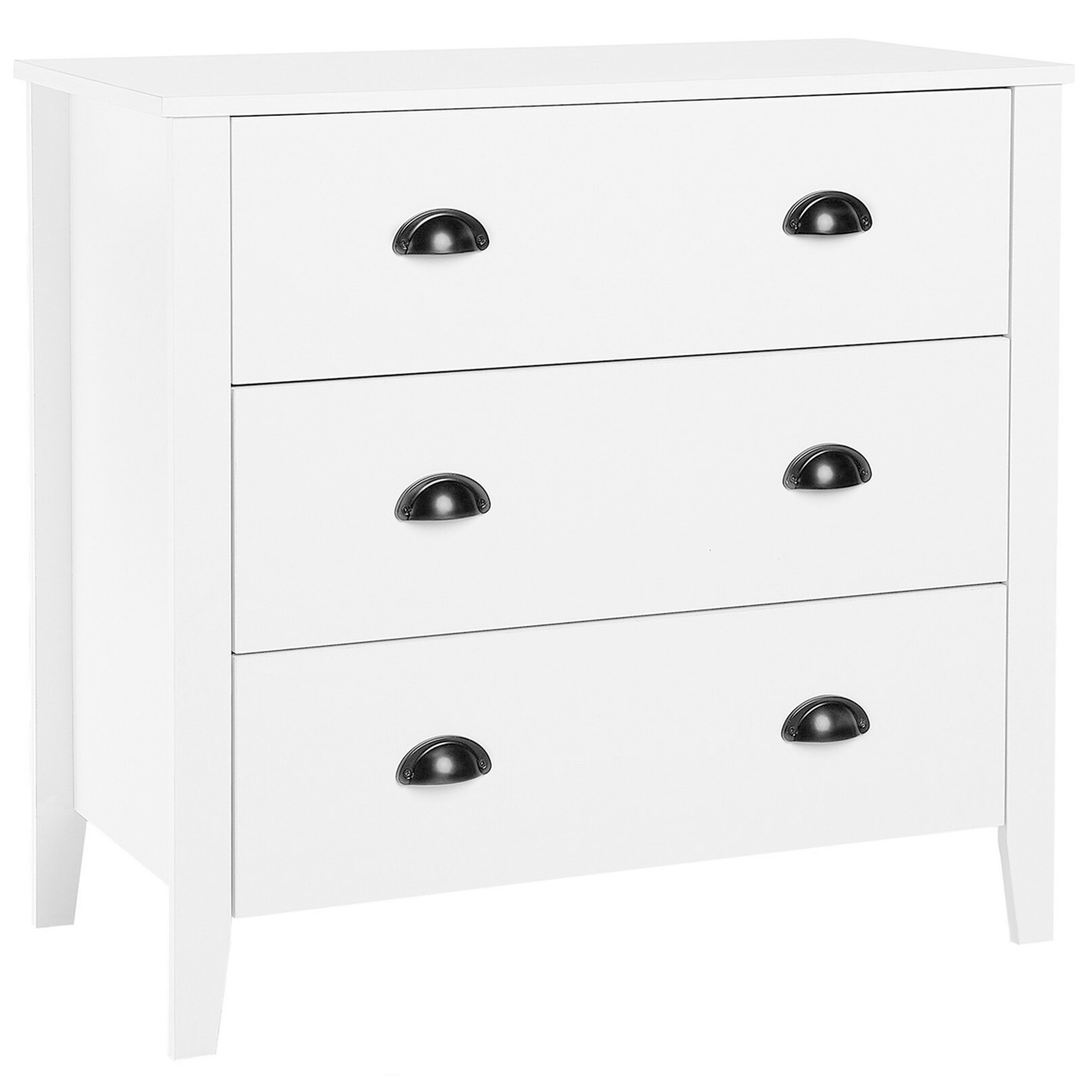 Beliani 3- Drawer Sideboard White Cabinet Chest of Drawers Bedroom Living Room Modern Retro