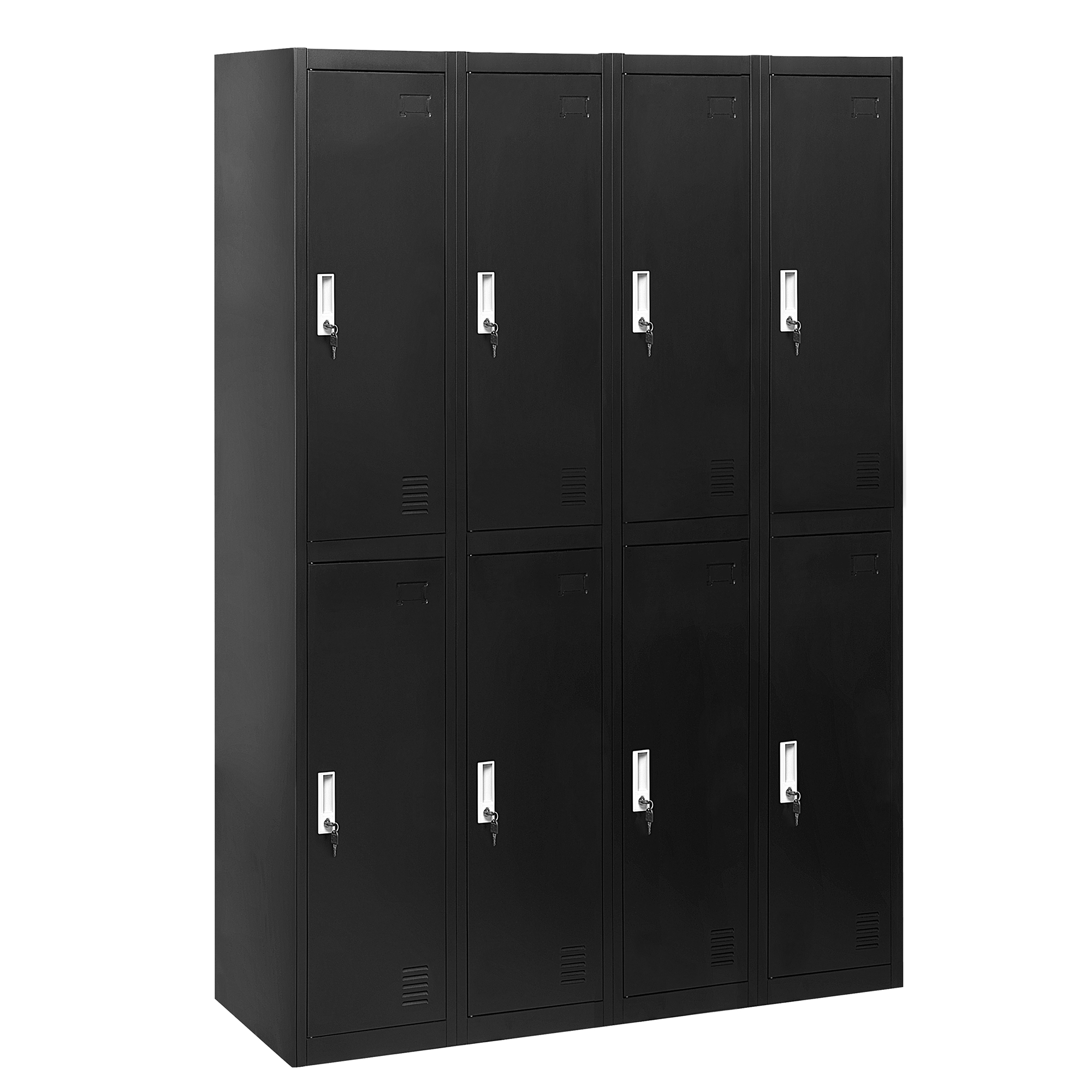 Beliani Office Cabinet Black Metal 2 Tier 8 Doors Locks Keys