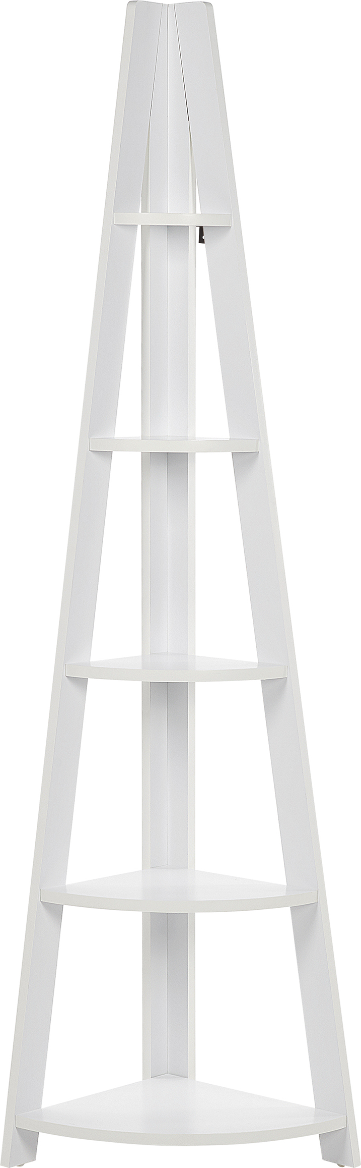 Beliani 4-Tier Ladder Bookcase White Book Shelf Corner Display