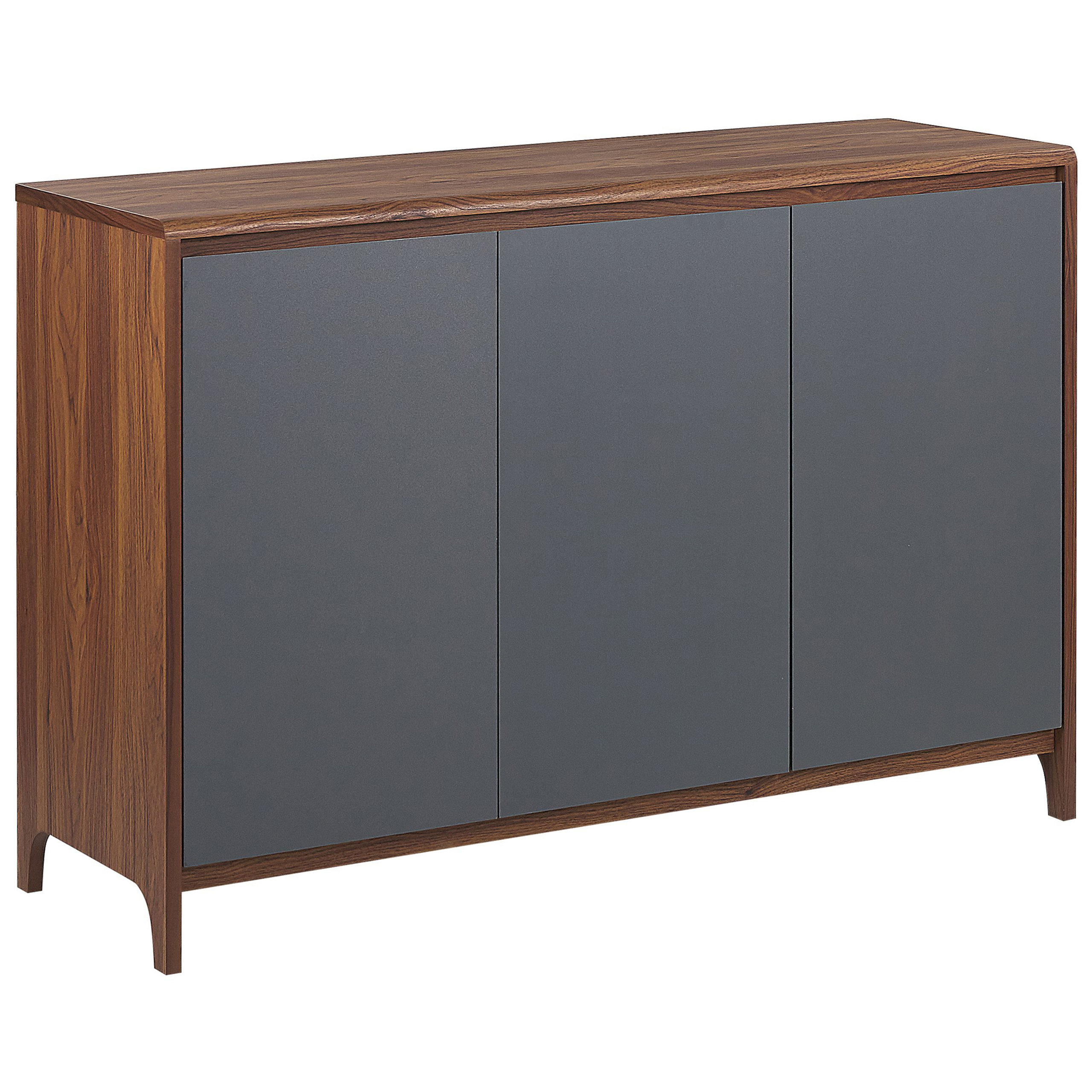 Beliani Sideboard Dark Wood with Grey Engineered Wood 3-Door Cabinet Retro Modern