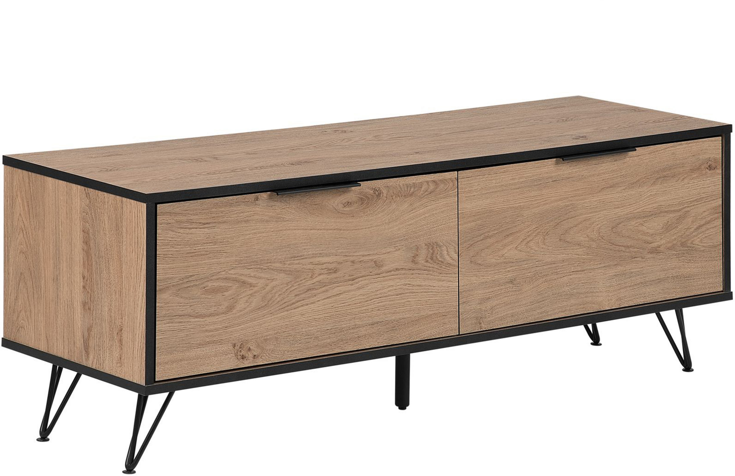 Beliani TV Stand Dark Wood for up to 55ʺ TV Media Unit with 2 Cabinets