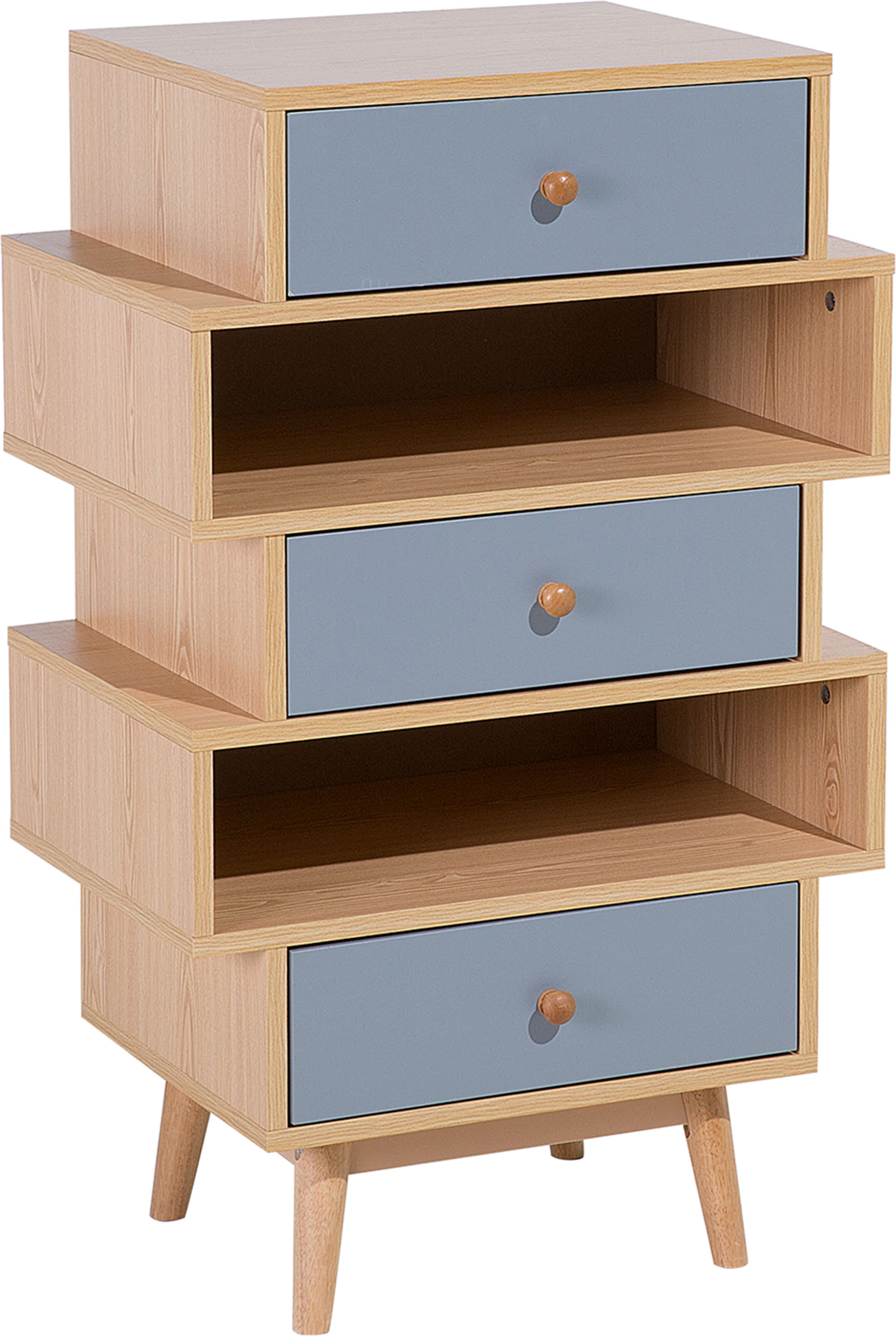 Beliani Chest of Drawers Brown 3 Drawers 2 Shelves Modern