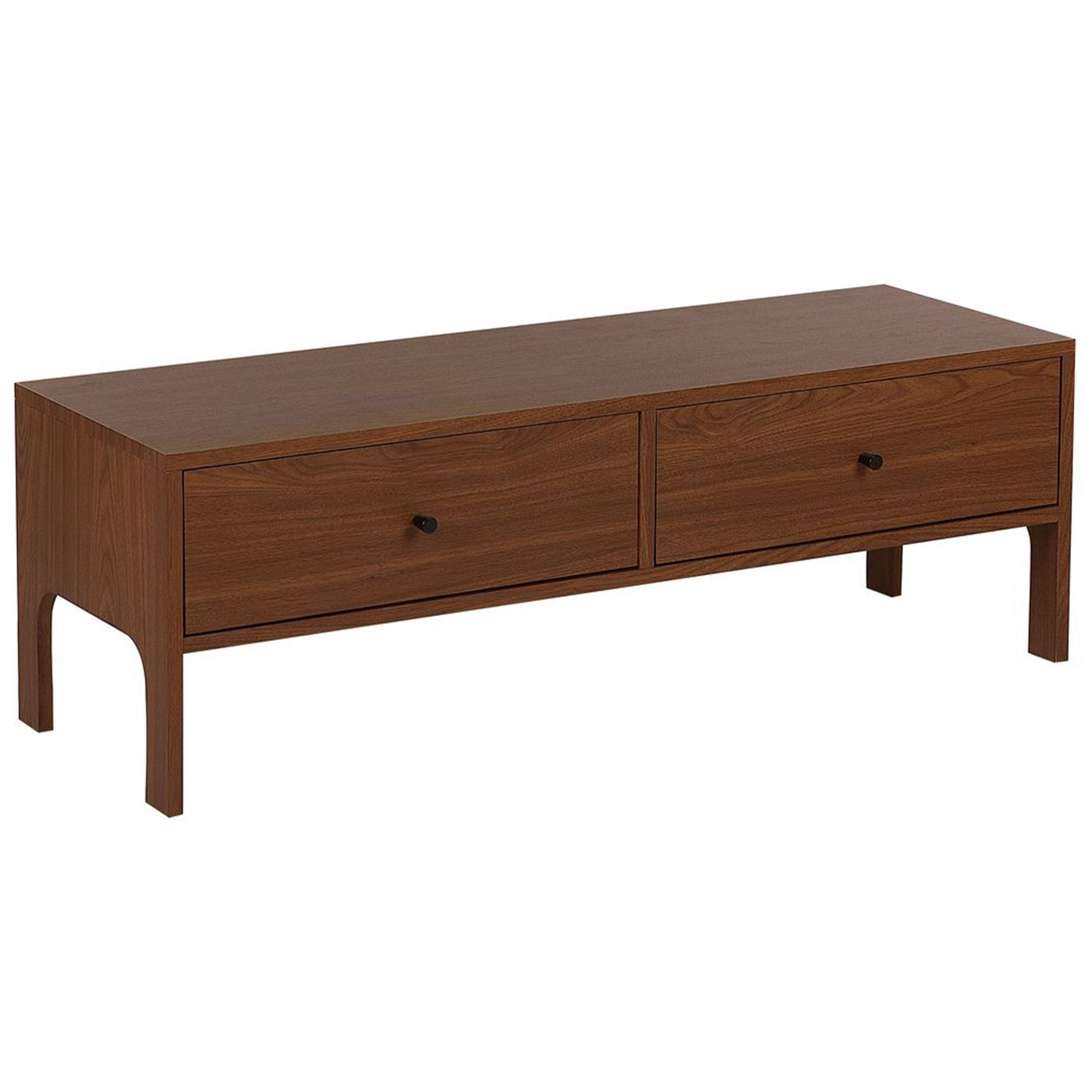 Beliani TV Stand Dark Wood Up To 54ʺ TV Recommended 2 Drawers Storage Retro