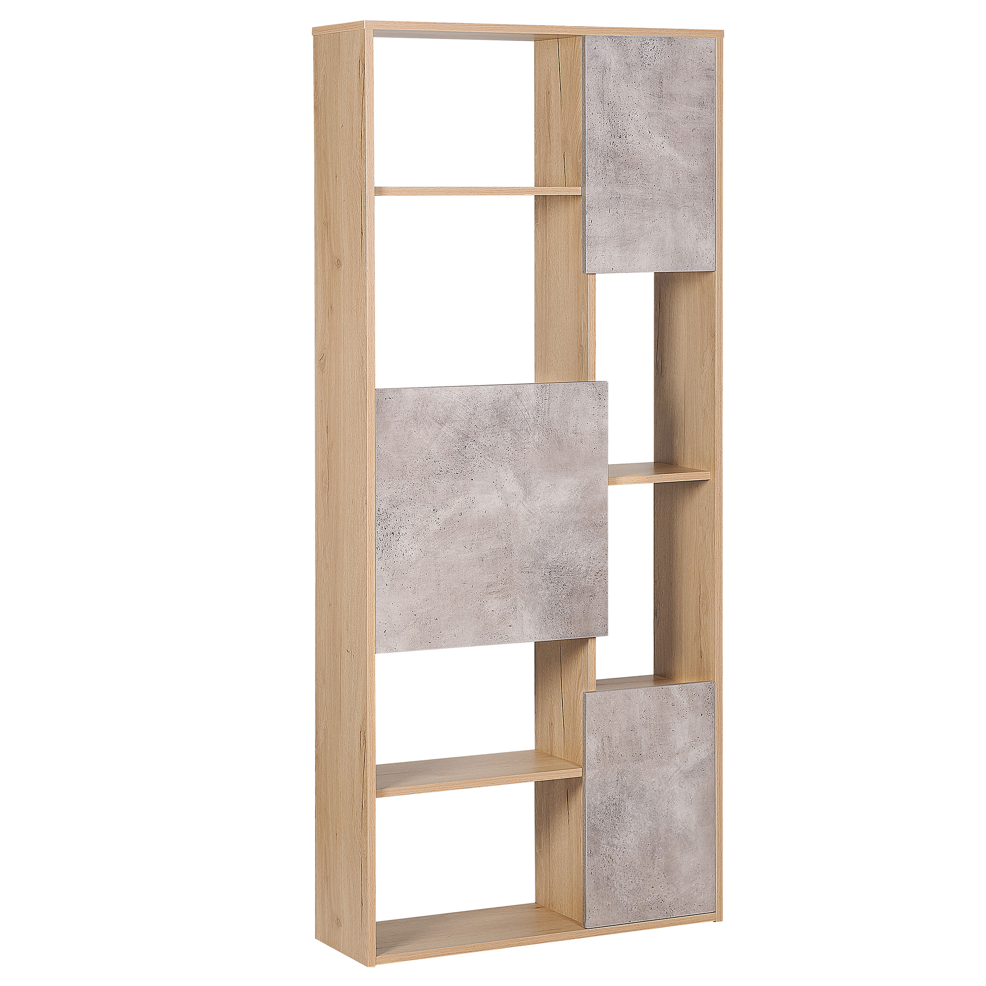 Beliani 5-Tier Bookcase Light Wood with Concrete Shelving Cabinets Storage Living Room Bedroom