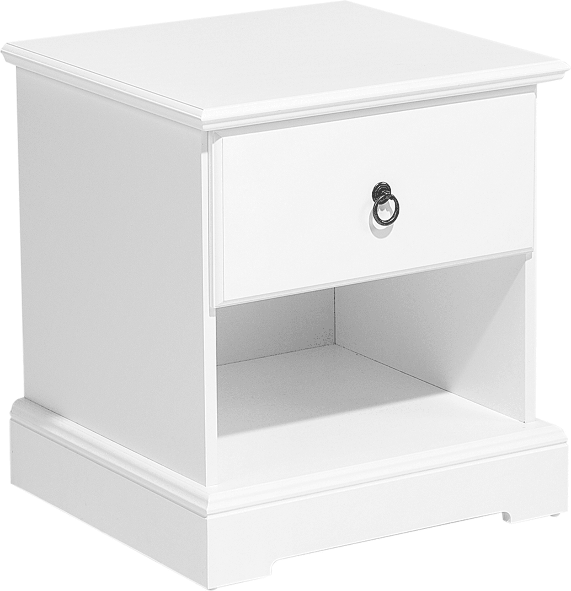 Beliani Bedside Table Nightstand White 1 Drawer Open Shelf Rustic