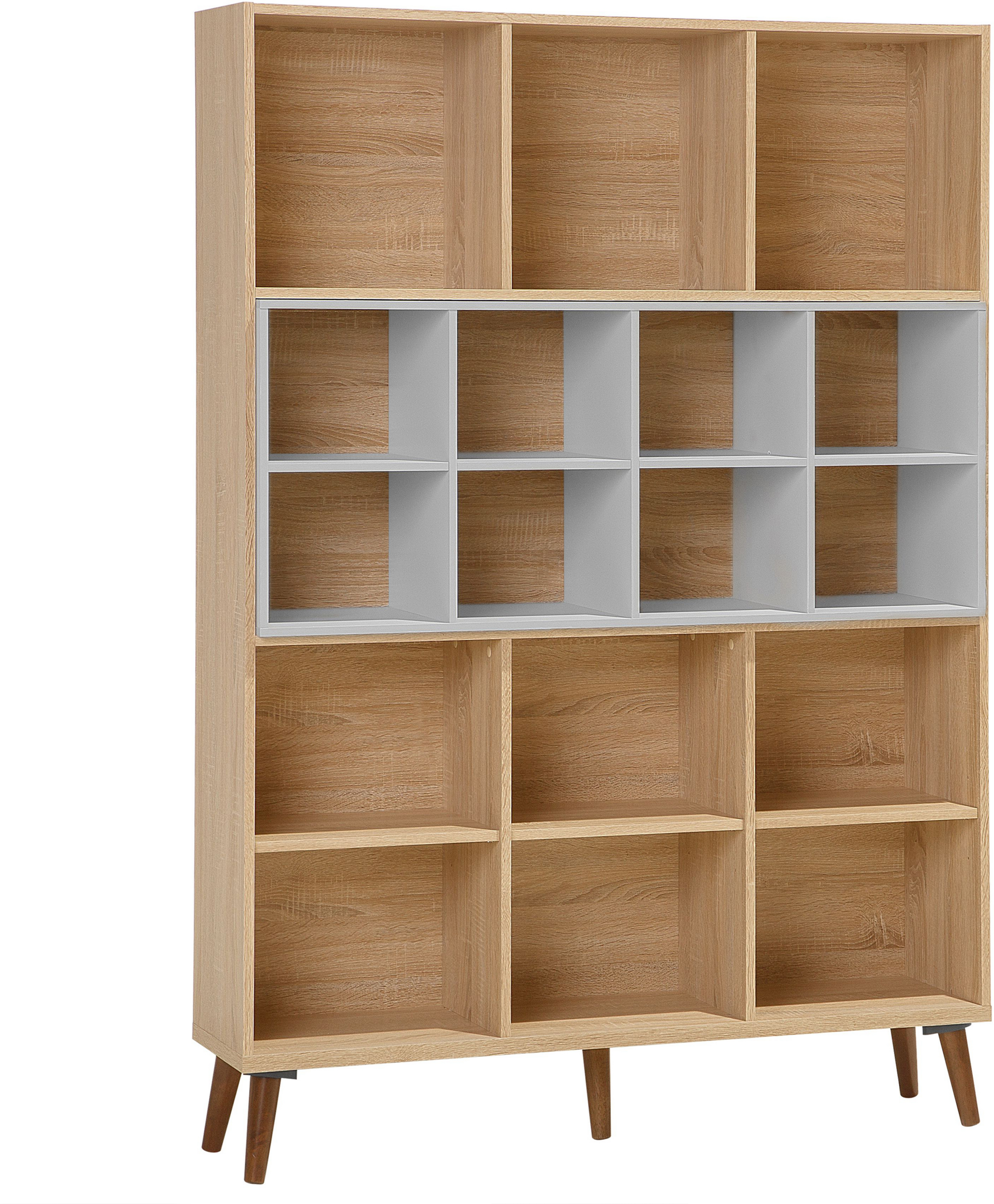 Beliani Bookcase Light Wood with Grey 174 x 120 x 30 cm 5-Tier Scandinavian Shelving Unit