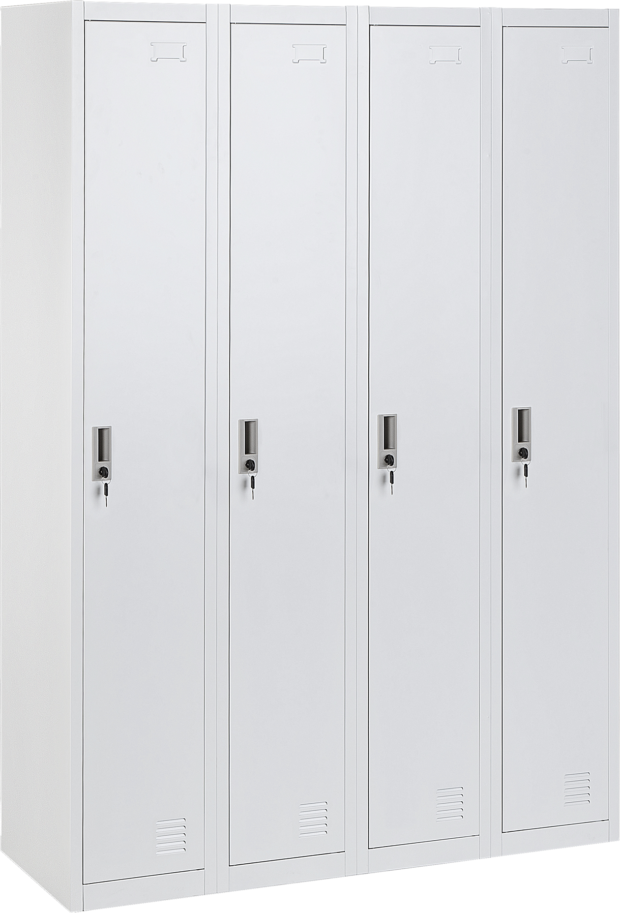 Beliani Office Cabinet White Metal 4 Doors Locks Keys