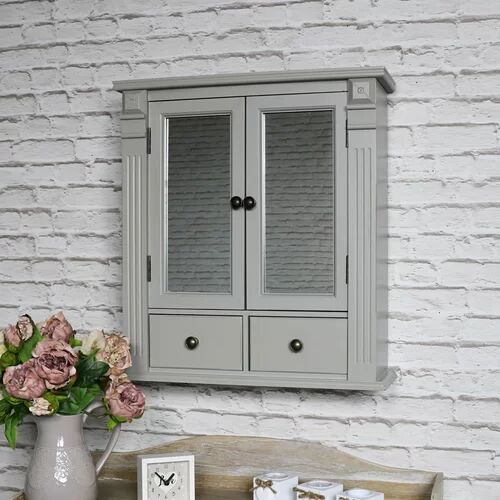 August Grove Easter 53.5cm x 58.5cm Surface Mount Mirror Cabinet August Grove Finish: Grey  - Size: 60cm H X 36cm W X 1cm D