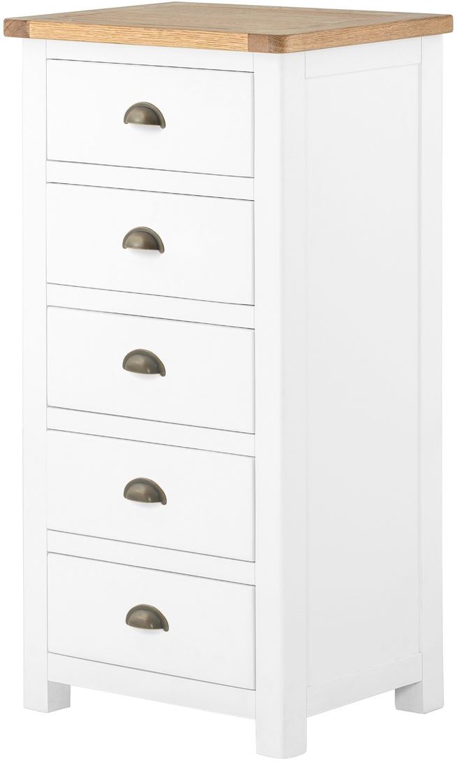 Classic Portland White Portland White 5 Drawer Tall Wellington   Fully Assembled