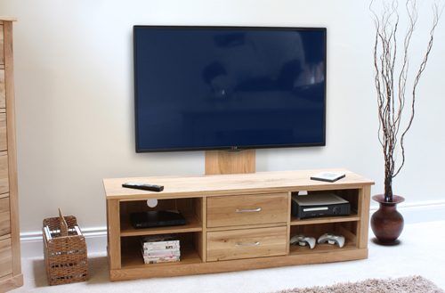 North Bay Oak Widescreen TV Unit with Mounting Bracket   Fully Assembled