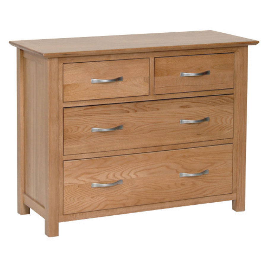 Clearance Devon Oak 2 Over 2 Drawer Chest   Fully Assembled   Clearance