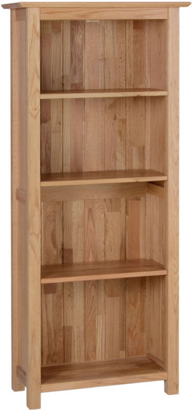 Devon Oak Narrow Bookcase 4ft 11 Tall With 4 Shelves   Fully Assembled