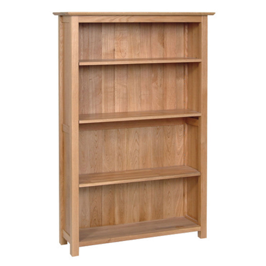 Devon Oak Bookcase 4ft 9 Tall With 4 Shelves   Fully Assembled