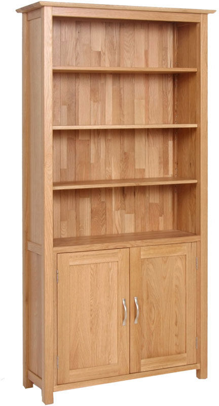 Devon Oak Bookcase With Cupboard