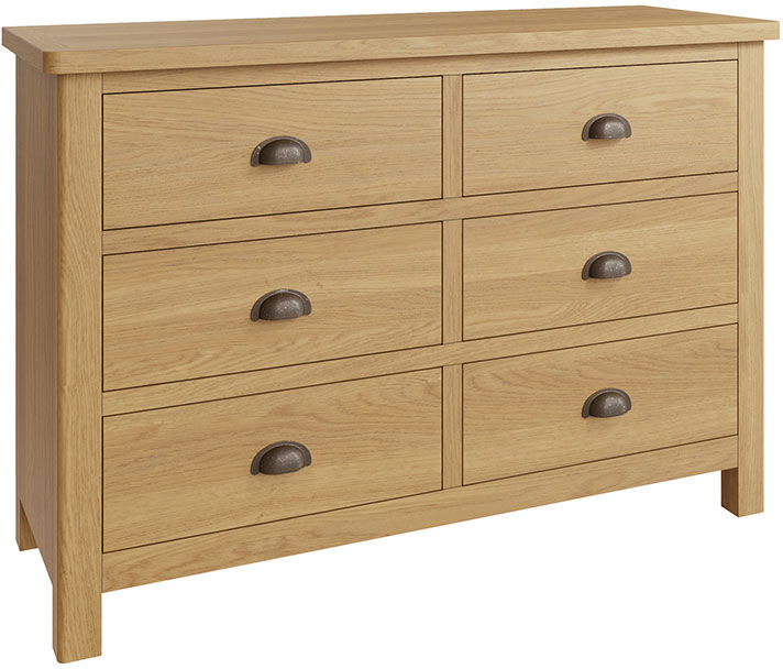 Ascot Oak Ascot Waxed Oak 6 Drawer Chest   Fully Assembled