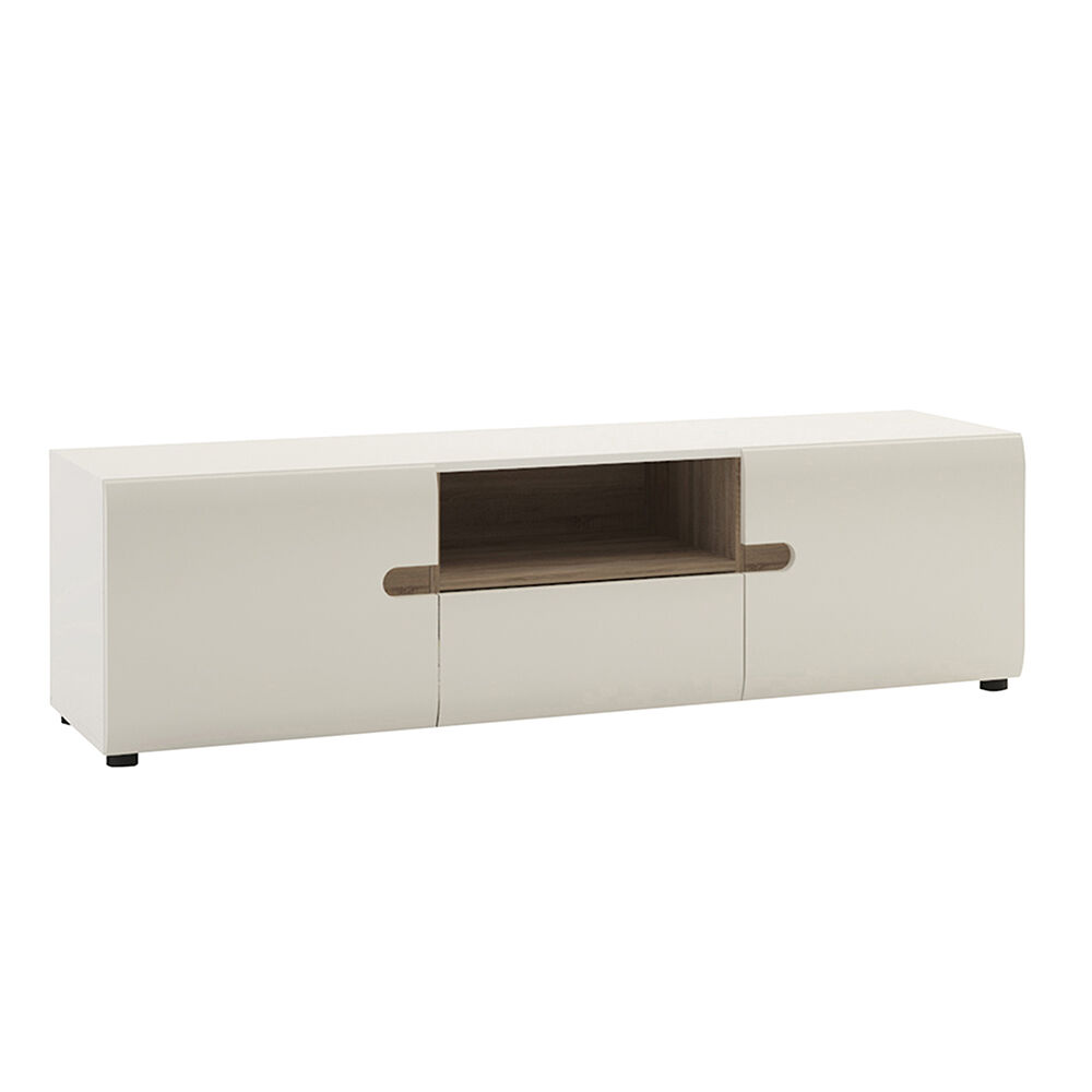 Chelsea White Wide TV Unit With Opening   Self Assembly