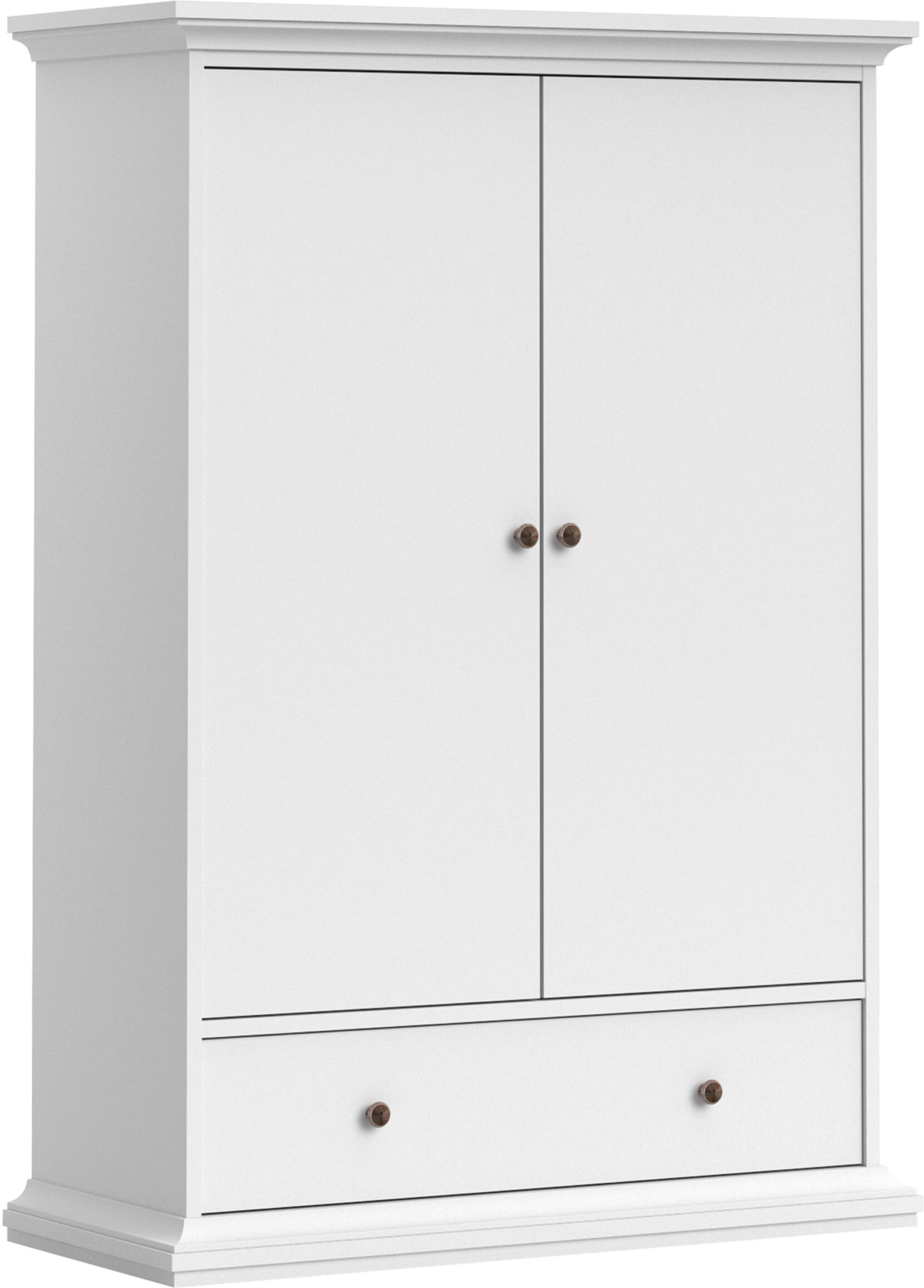 Condo Wardrobe with 2 Doors 1 Drawer 2 Shelves   White   Self Assembly