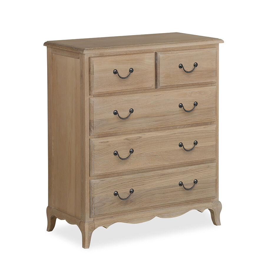 Bordeaux White Oiled Oak 2 + 3 Drawer Chest   Fully Assembled