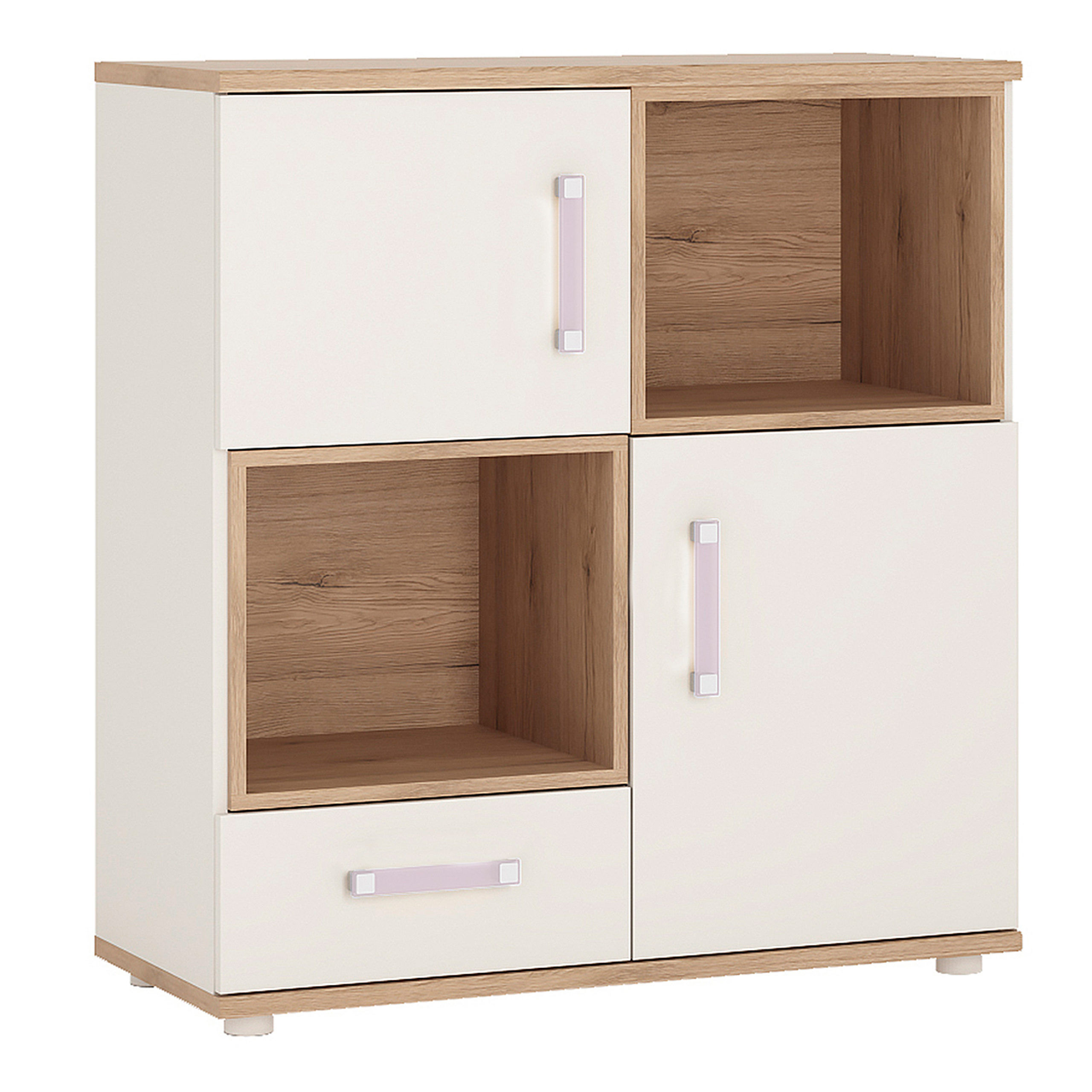 Junior White 2 Door 1 Drawer Cupboard with 2 Open Shelves   Self Assembly Childrens Furniture