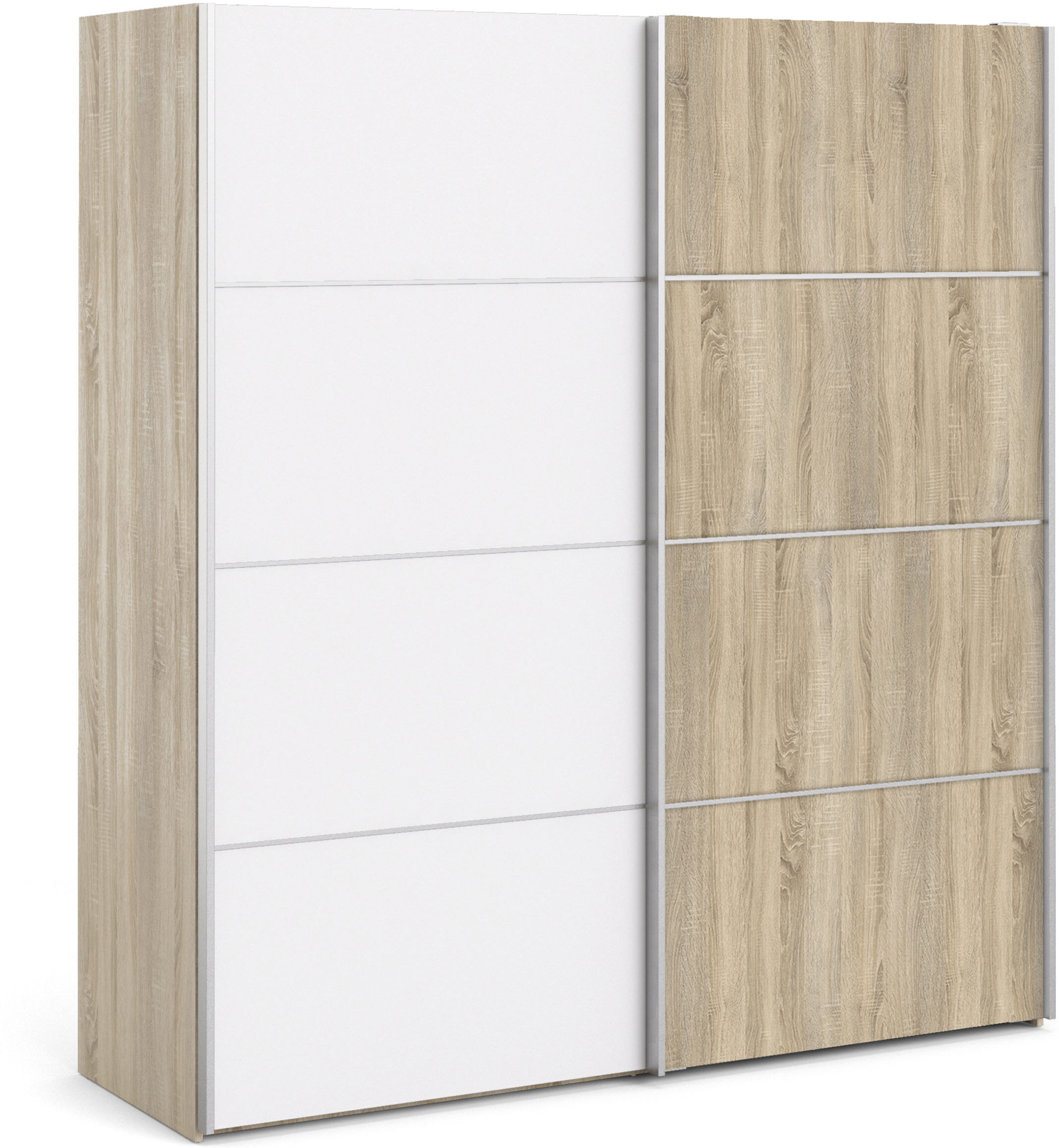 Venice Wardrobe Collection Sliding Wardrobe 180cm in Oak with White and Oak doors with 2 Shelves   Self Assembly