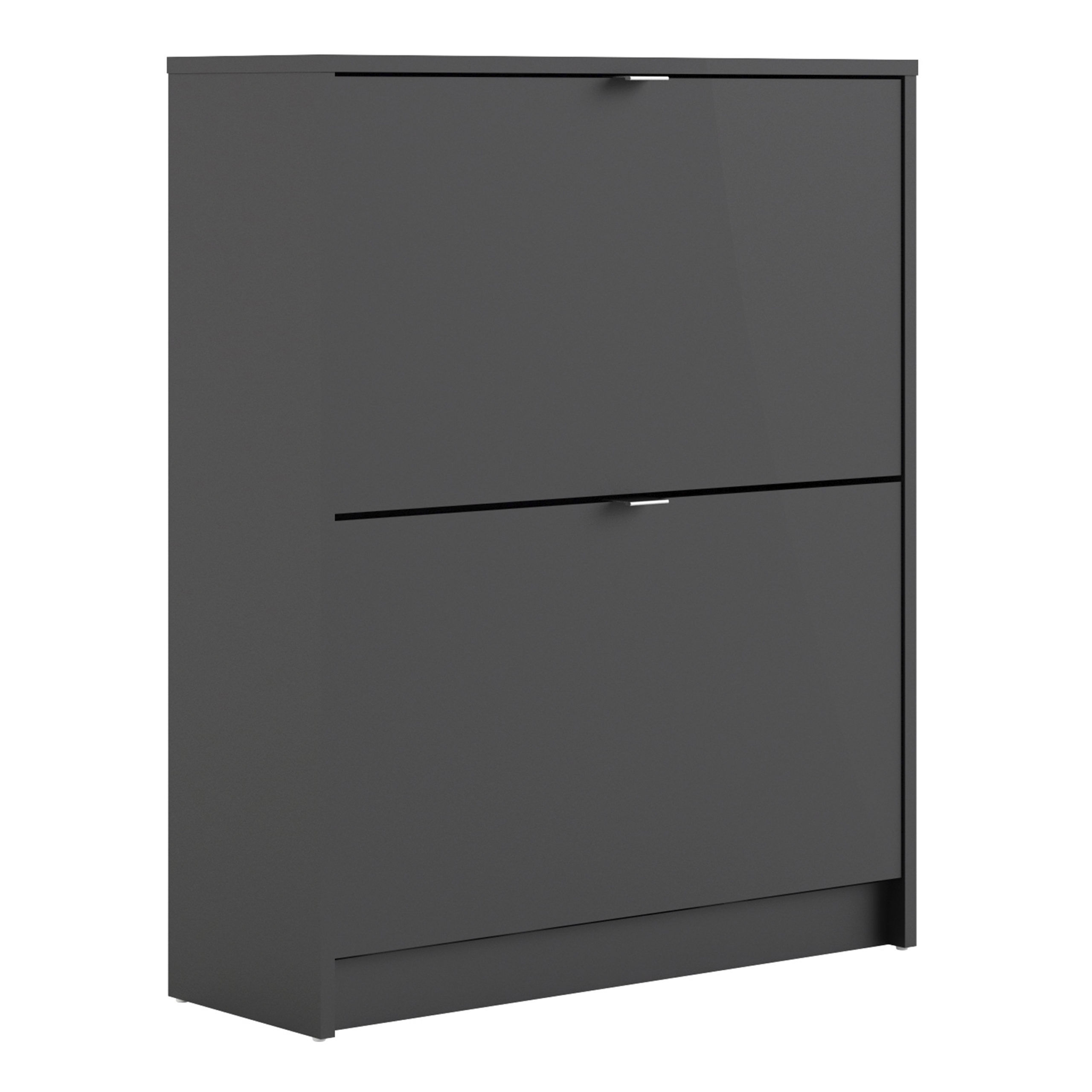 Luxor Shoe Cabinet Collection With 2 Tilting Doors and 2 Layers   Black   Self Assembly