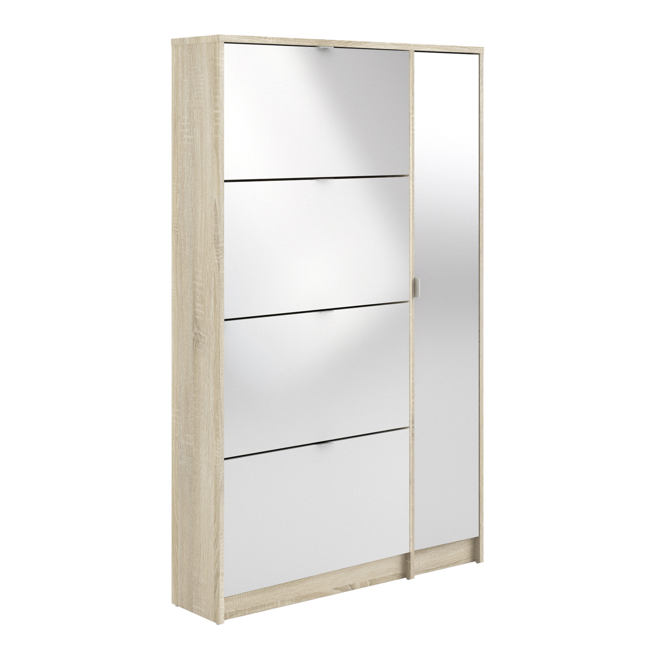 Luxor Shoe Cabinet Collection With 4 Tilting Doors and 2 Layers +  1 Mirror Door   Self Assembly