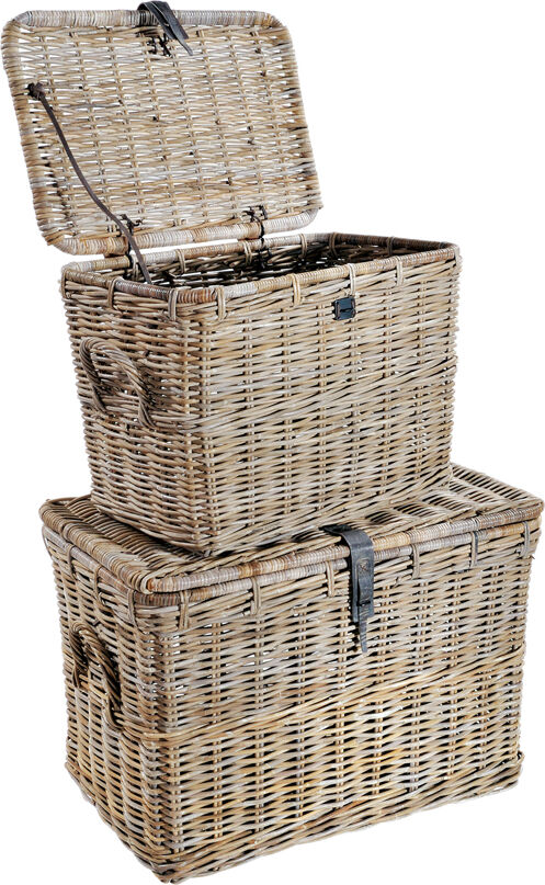 Coba Grey Rattan Double Log Basket   Fully Assembled