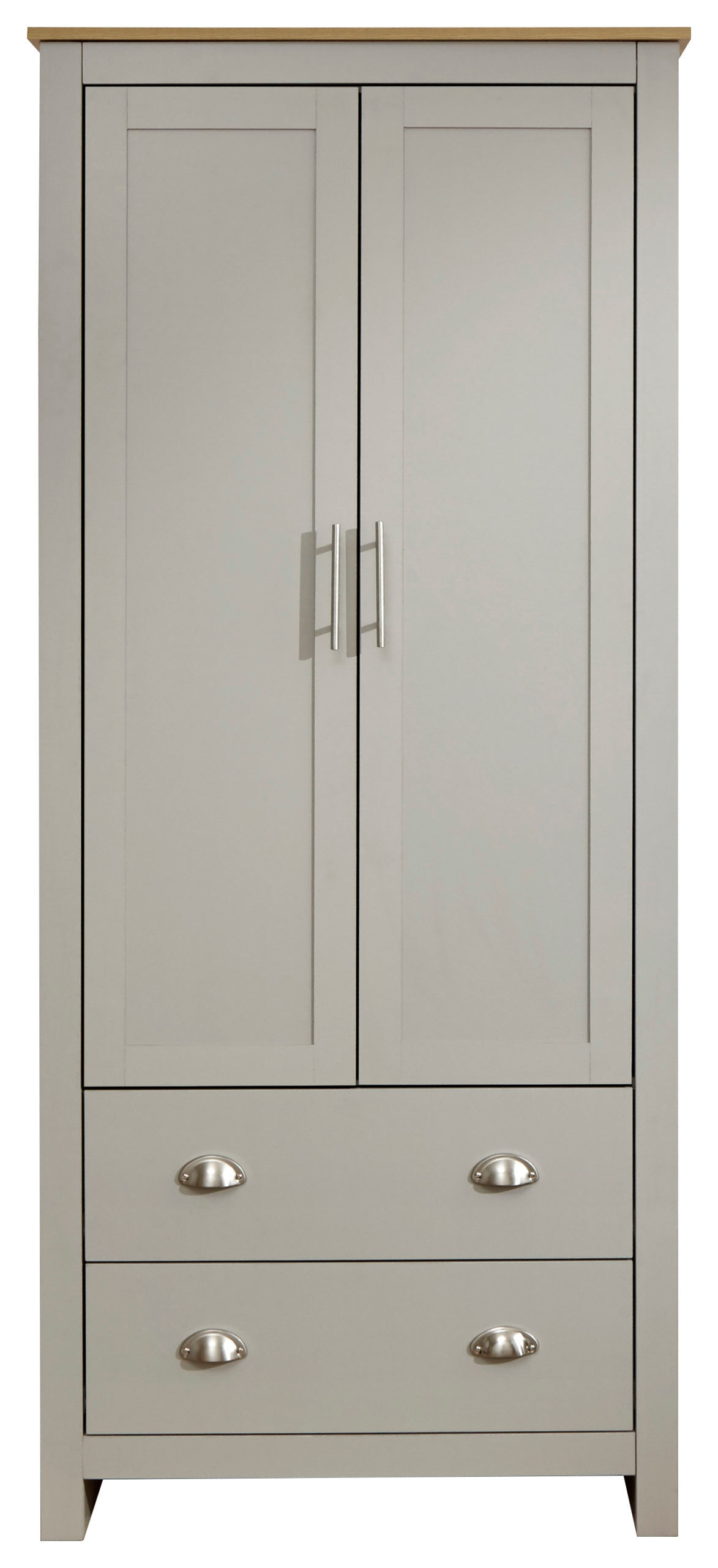 Fife Grey 2 Door 2 Drawer Wardrobe   Grey   Self Assembly