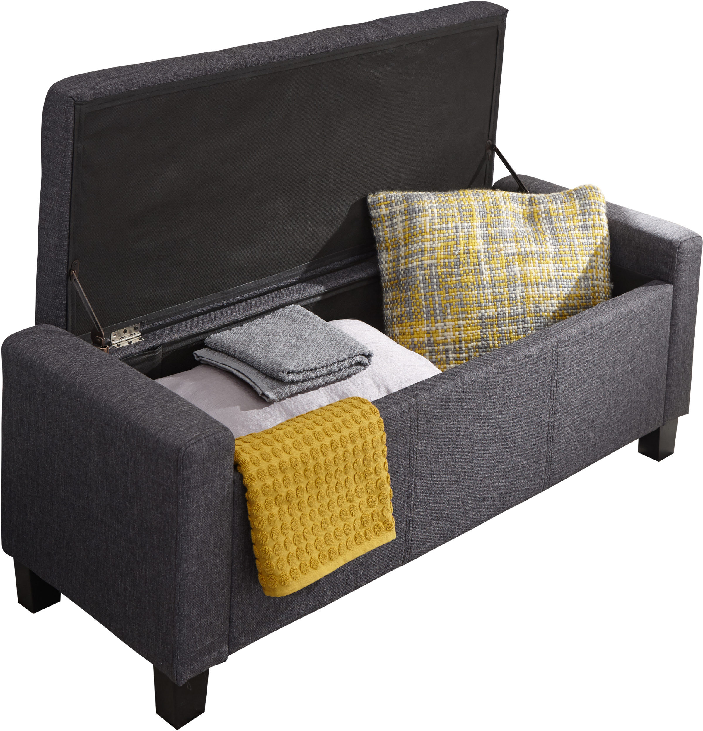 Deluxe Storage & Seating Roma Ottoman Bench   Charcoal Grey   Fabric   Self Assembly