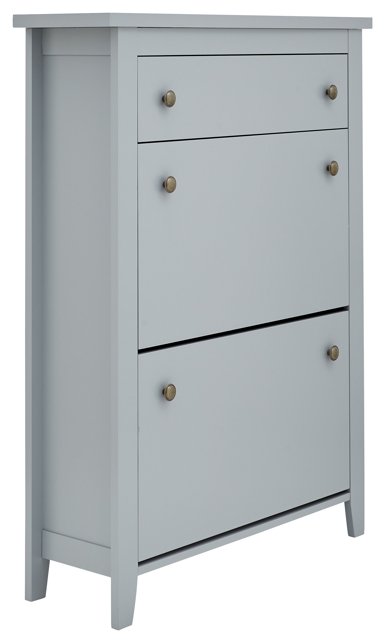 Deluxe Storage & Seating Two Tier Shoe Cabinet   Grey   Self Assembly