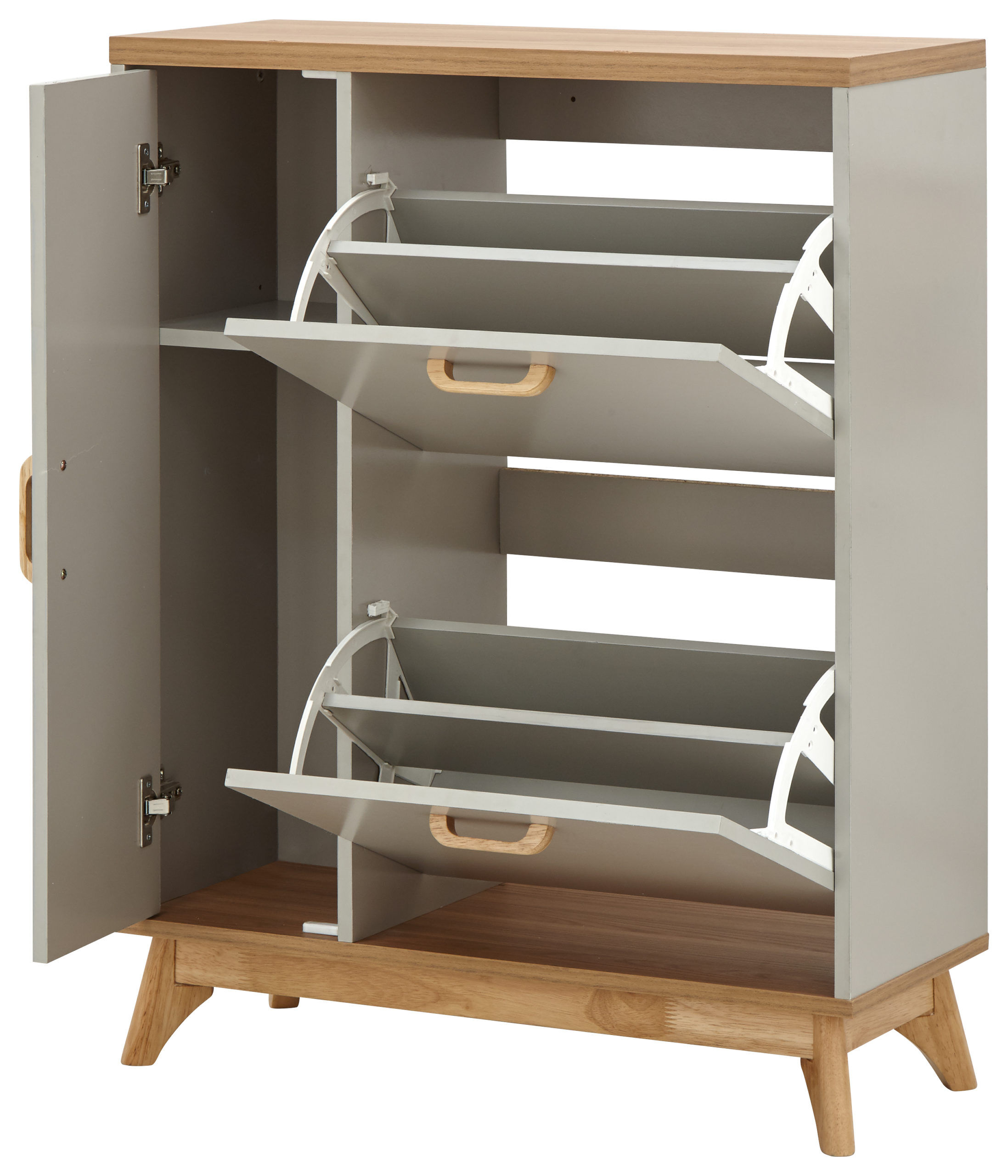 Deluxe Storage & Seating Viking Shoe & Boot Cabinet   Oak   Light Grey   Self Assembly