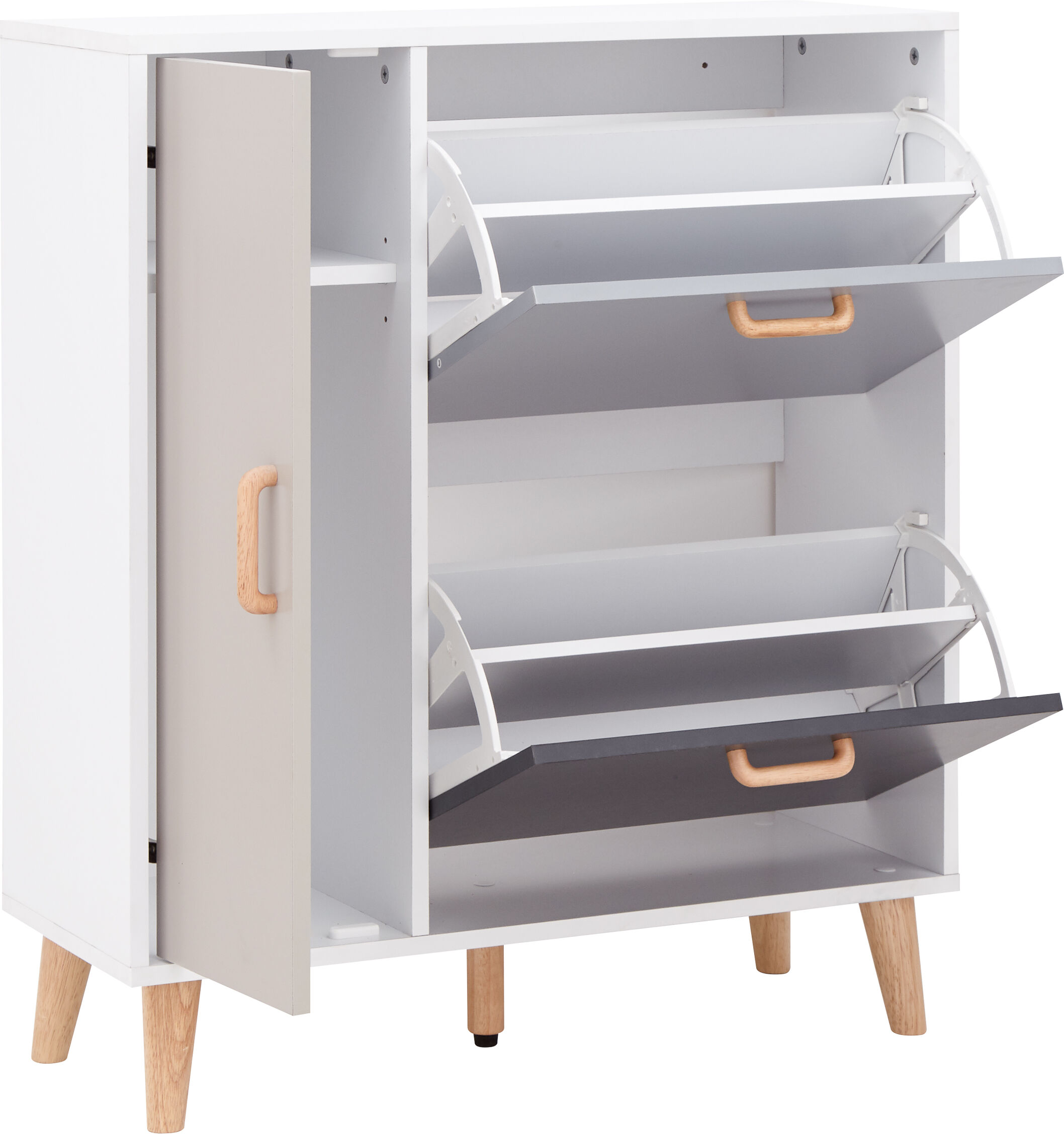 Jericho Shoe Cabinet   White   Grey   Self Assembly