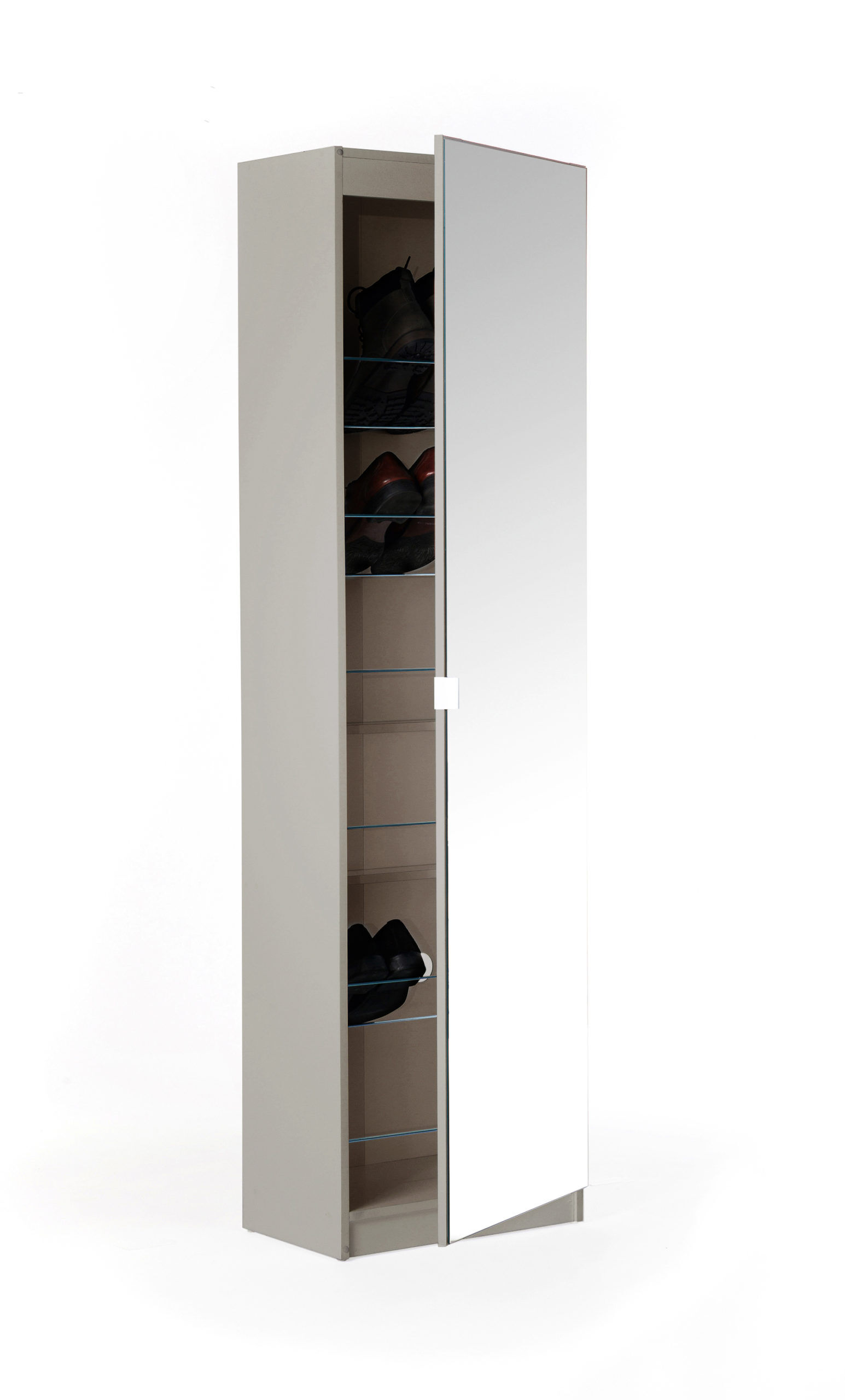 Bohemian 180cm Mirrored Shoe Cabinet   Grey   Self Assembly