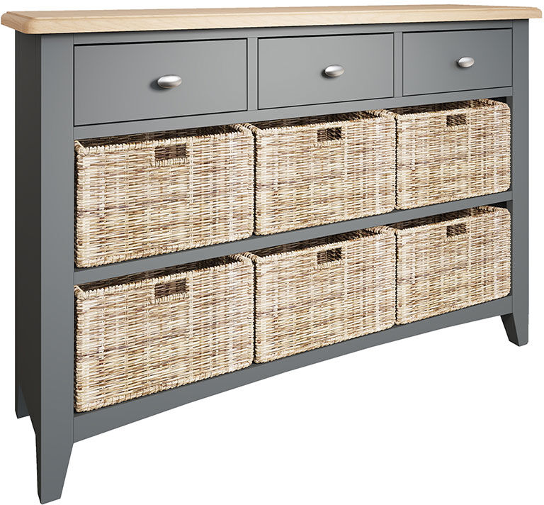 Grasmere Grey 3 Drawer 6 Basket Unit