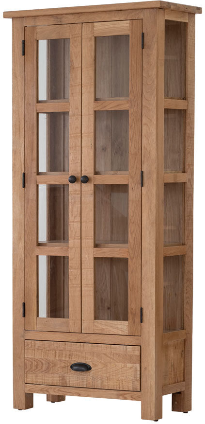 Broxburn Sawn Oak Glazed Display Cabinet