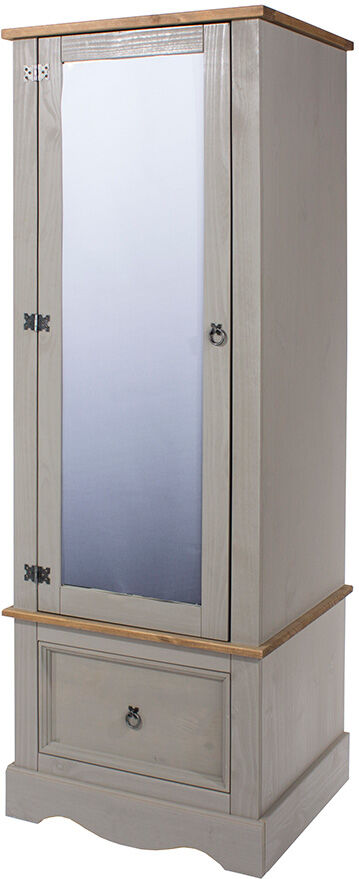 Azusa Grey Armoire with Mirrored Door   Grey Wax   Self Assembly