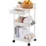 VEVOR 3-Tier Rolling Utility Cart with Drawer, Kitchen Cart with Lockable Wheels, Multifunctional Storage Trolley with Handle for Office, Living Room, Kitchen, Movable Storage Organizer Shelves, White