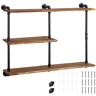 VEVOR Industrial Pipe Shelving, Pipe Shelves with 3-Tier Wood Planks, Rustic Floating Shelves Wall Mounted, Wall Shelf DIY Bookshelf for Bar Kitchen Bathroom Farmhouse Living Room, 43x38x11 inch