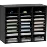 VEVOR Wood Literature Organizer, 24 Compartments, File Sorter with Removable Shelves, Mailboxes Slot for Office Home Classroom Mailrooms Organization, EPA Certified, Black