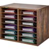 VEVOR 12 Compartments Wood Literature Organizer, Adjustable Shelves, Medium Density Fiberboard Mail Center, Office Home School Storage for Files, Documents, Papers, Magazines