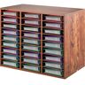 VEVOR 27 Compartments Wood Literature Organizer, Adjustable Shelves, Medium Density Fiberboard Mail Center, Office Home School Storage for Files, Documents, Papers, Magazines, Brown