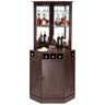 VEVOR Corner Industrial Bar Cabinet, Wine Table for Liquor & Glasses, Sideboard Buffet Cabinet with Glass Holder, Freestanding Farmhouse Wood Coffee Bar Cabinet for Living Room, Home Bar, Black Walnut